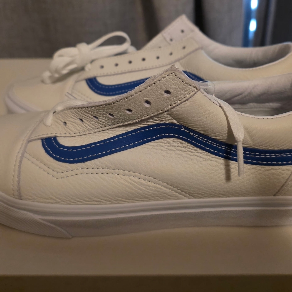 Vans White and Blue Athletic Shoes